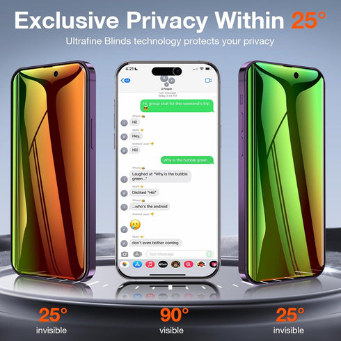 Fotbor iPhone 14 Pro Max Privacy Screen Protector, 2 Pack Colorful Gradient Anti-Spy, 6.7 Inch Flexible Film
