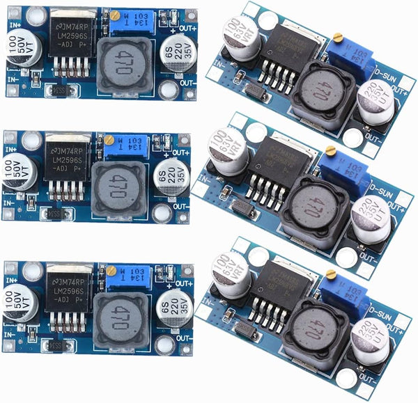 6 Pack LM2596 DC-DC Buck Converter, QEBIDUM Adjustable DC to DC Step Down Module for High Efficiency Power Supply