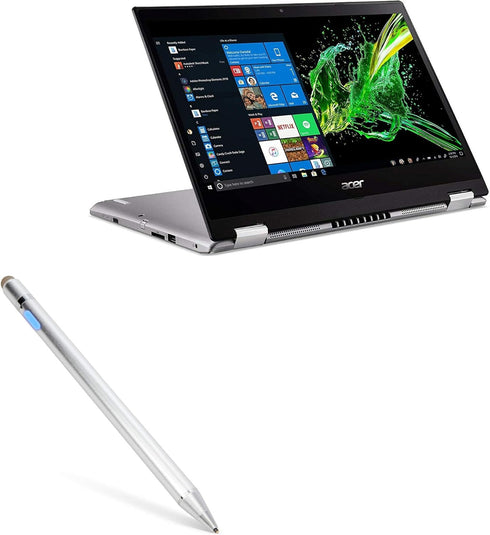 BoxWave AccuPoint Active Stylus Pen for Acer Spin 3 (SP314-53N), Metallic Silver with Ultra Fine Tip