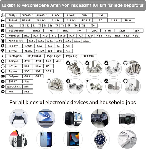 Precision Screwdriver Set, SHARDEN 122 in 1 Electronics Magnetic Repair Tool Kit with Case for Repair Computer, iPhone, PC, Cellphone, Laptop, Nintendo, PS4, Game Console, Watch, Glasses etc (Grey) by Sharden
