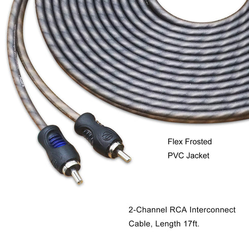 RCI217-2 99.99% 17ft 2-Channel 2 Pack RECOIL Oxygen Free Copper RCA Audio Cable Twisted Pair with Noise Reduction