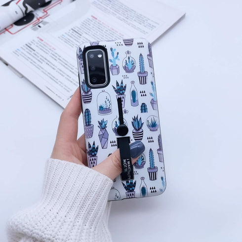 Compatible Samsung Galaxy S20+ Plus Case, 3D Embossed Grey Cactus White Shell Design, Rugged Shockproof