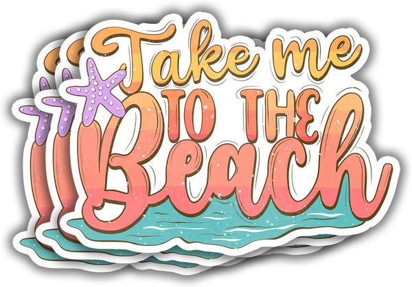 (3 pcs) Take Me to The Beach Sticker, Funny Beach Ocean Life Tumbler Decal Sticker for Kindle, Laptop, Water Bottle,
