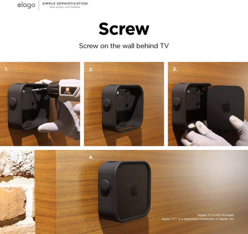 elago Apple TV Mount 4K 3rd Generation - Compatible with 2022 Apple TV, 3 Mount Options, Prevents Overheating