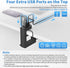 KIWIFOTOS Headphone Stand with 4 USB Ports Hub, PC Gaming Headset Holder, 360 Degree Rotation Clamp Under Desk