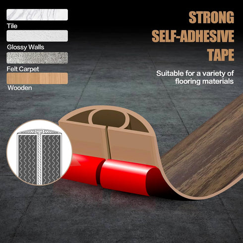 DBHXXMB-HH Hider,10FT Cavity:0.47"(W) 0.35"(H) Floor Cord Cover Self Adhesive Cord Cable Management, Extension Strip