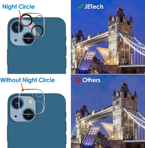 JETech 9H Tempered Glass Camera Lens Protector for iPhone 13 & 13 mini, HD Clear, Anti-Scratch, 3-Pack, Case Friendly.