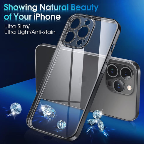 Supdeal Crystal Clear iPhone 12 Pro Max Case, Black Transparent Shockproof, Military Grade Drop Tested, Camera