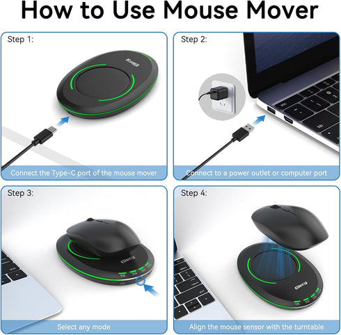 Ultra Slim Mouse Mover - Mouse Jiggler with Adjustable Timer, Simulates Realistic Mouse Movement for Active Use