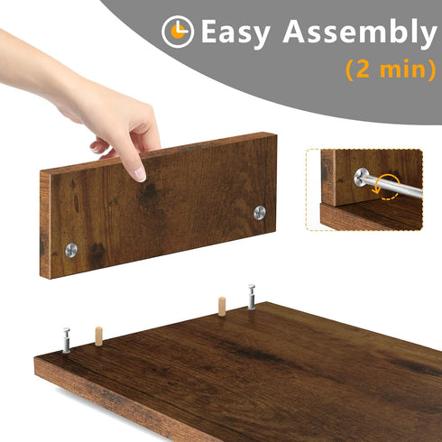 TAVR Dual Monitor Stand Riser, Extra Long Desktop Organizer for 2 Monitors, Max 48.2" Length, Rustic Brown