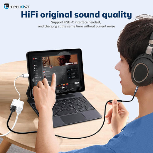 USB C Splitter 1 in 2 Out, Dual USB C Headphone and 60W Charger Adapter, Type C Audio Adapter for iPhone and Samsung