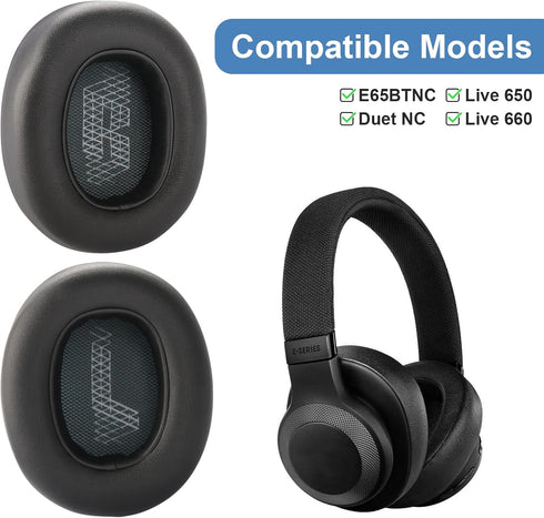 LIVE660 BTNC Replacement Ear Pads, Compatible with JBL E65 E65BTNC, Duet NC, LIVE650BTNC, Comfortable Protein Leather