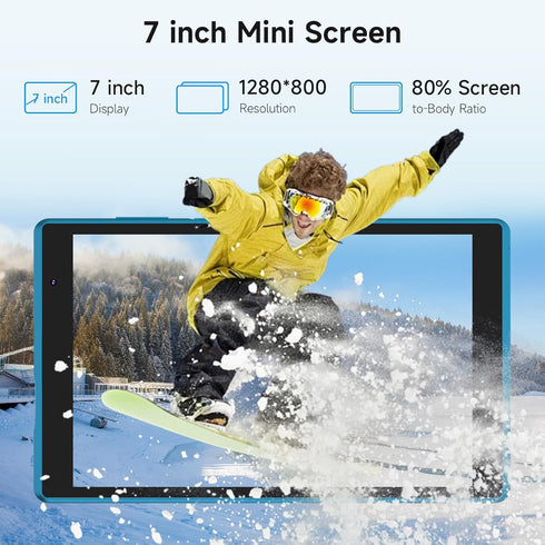 Tablet 7 inch Android 12.0, 4GB+32GB ROM, Quad-Core, WiFi, GMS, Dual Camera, Educational Games, Green