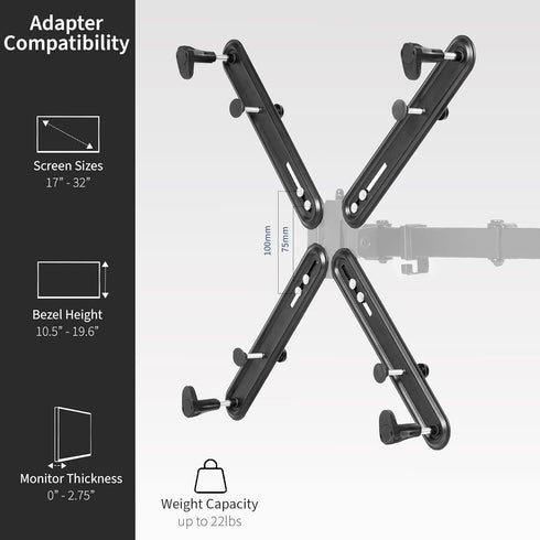 VIVO Adapter VESA Mount Kit for 20 to 30 inch LED LCD Monitor Screen, 75mm and 100mm Mounting Bracket