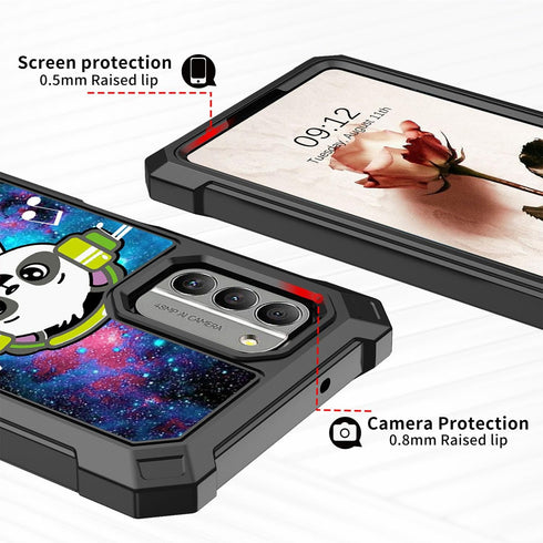 Nokia G310 Case with Glass Screen Protector, 360 Full-Body Hard PC & Soft TPU Bumper, Shockproof - Music Panda 5G 2023.