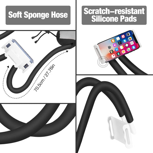 MoKo Neck Phone Holder, Lazy Gooseneck Phone Pillow Holder Bracket, 360° Rotate Phone Tablet Stand for 4"-11" Device,