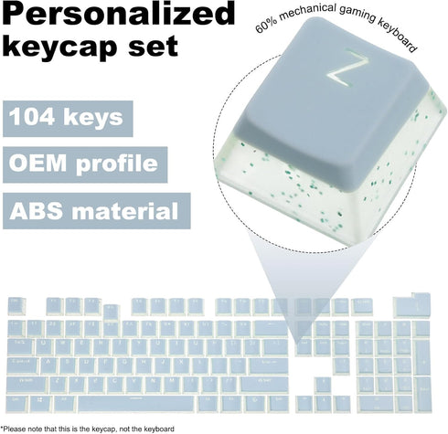 MECCANIXITY 104 Keys Pudding Keycaps Set OEM Profile 60 Percent ABS for 61/87/104 Mechanical Keyboard Layout, Teal Blue & Translucent Double Shot by MECCANIXITY