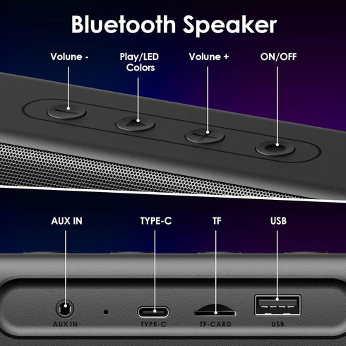 LEOTEC Computer Speakers with FM Radio,Stereo Sound,Portable Mini Sound Bar,Type-C Charging,AUX in,TF,USB for Computer