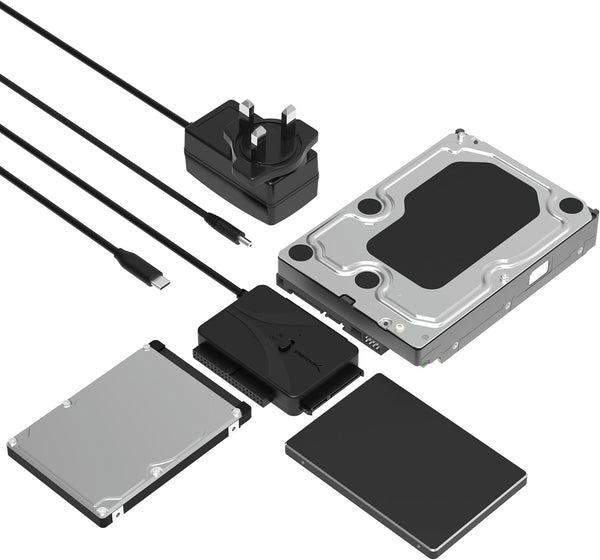 SABRENT USB Type-C to SSD/SATA/IDE Hard Drive Converter, 2.5/3.5/5.25-INCH with UL Power Supply & LED Activity Lights