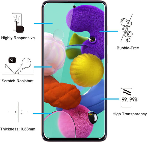 NEW'C [3 Pack Designed for Samsung Galaxy A51 Screen Protector Tempered Glass, Case Friendly Anti Scratch Bubble Free Ultra Resistant