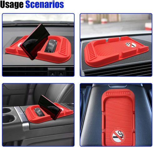 smilfuy Car Dashboard Anti-Slip Mat Cell Phone Holder, Double-Groove Sticky Gripping Gel Pad with Number Plate