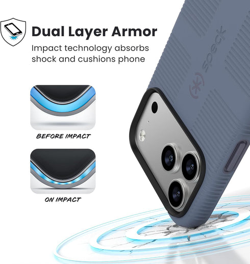Speck 17 CANDYSHELL Grip +MS Case for iPhone Pro Max - Mystery Blue/Faded Denim | Slim Protective Grip | Drop
