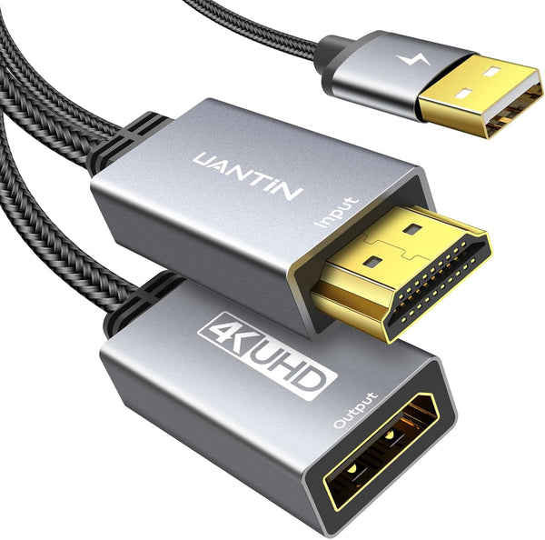 HDMI to DisplayPort Adapter, 4K@60Hz Active HDMI 2.0 Male to DP 1.2 Female Converter for PC, AMD, NVIDIA