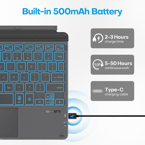 OMOTON Surface Go 4/3/2/1 Keyboard, Bluetooth Surface Go Type Cover, Ultra-Slim Wireless Keyboard with Touchpad,