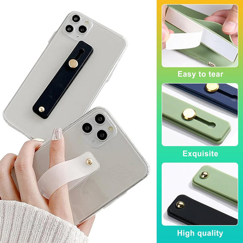 KornaDoz 12 Pack Universal Silicone Phone Grip Strap, Finger Loop with Strong Adhesive for Back of Cell Phone Case