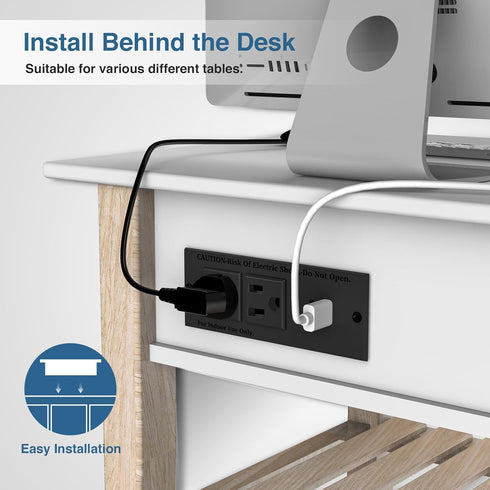 Geao Adapter Inset Small Recessed Power Strip Plug Extension Cord with USB Electrical Outlet Extender Flush Mount Surge