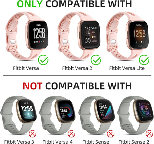 Odbeai Soft Silicone Replacement Wristbands - Slim Sport Breathable Bands for Fitbit Versa 2, Versa Lite/SE, 4Packs