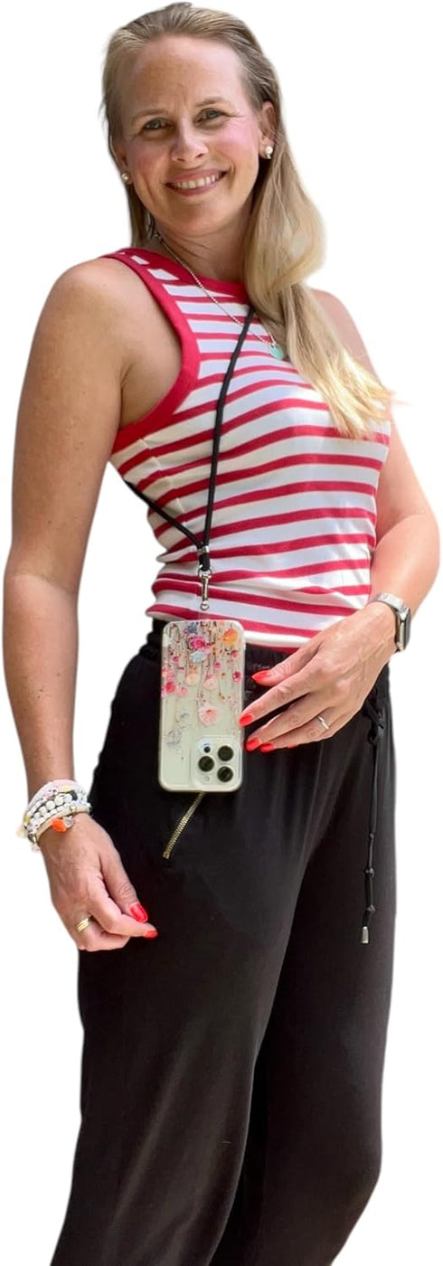 Black Universal Cell Phone Lanyard with Adjustable Strap - Phone Necklace for All Smartphones, Multipurpose Design,