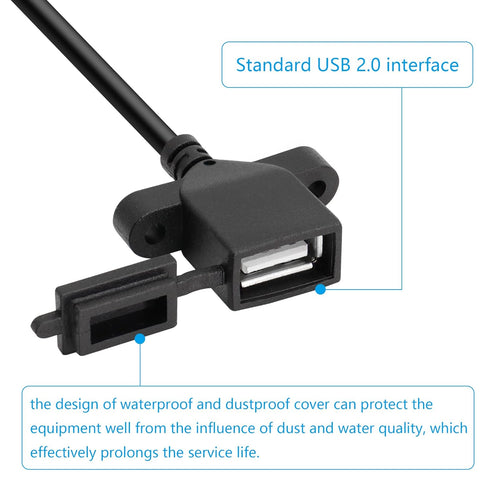 RIIEYOCA USB 2.0 Female 4pin Bare Wire Pigtail Cable with Dust Cap for DIY USB Equipment Repair and Replacement.