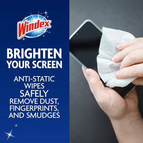 25 Count Windex Electronic Cleaning Wipes, Pre-Moistened Screen Wipes for TVs, Phones, and Other Electronics