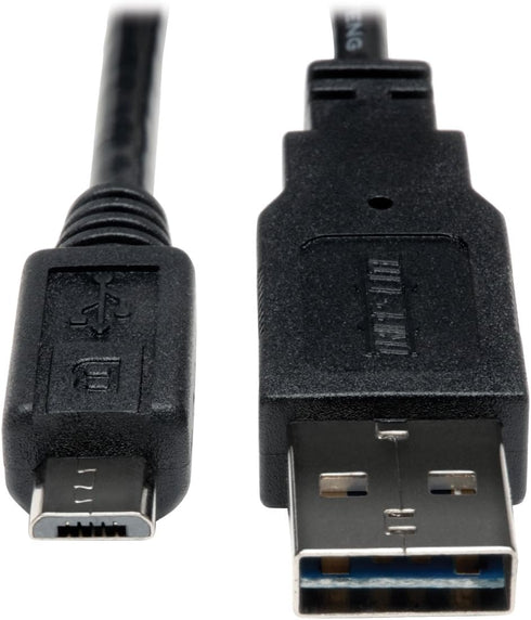 Tripp Lite Universal Reversible USB 2.0 Hi-Speed Cable, 3-ft (Reversible A to 5Pin Micro B M/M)