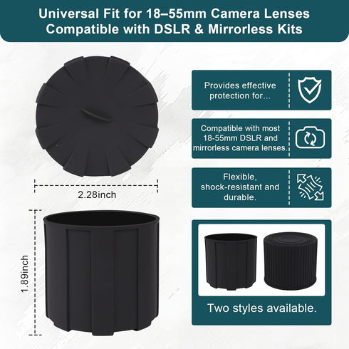 HUYEIOBGD 1855mm Lens Cap, Universal Camera Lens Cover for DSLR & Mirrorless Cameras, Flexible Front Lens Protector