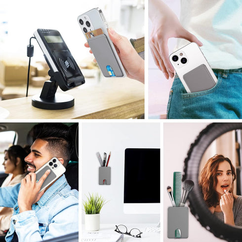 SHANSHUI 3 Pack Ultra Slim Phone Card Holder, Anti-Lost Design Stick on Wallet Compatible for iPhone and Most