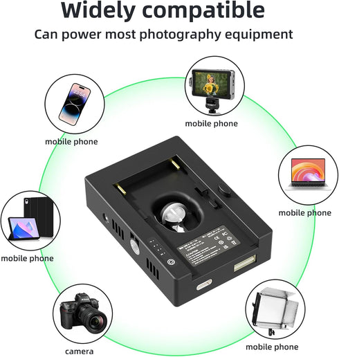 F1TP 12V/16.8V/5V NP-F Battery Mount Plate with D-Tap & USB Output, Compatible with Sony NP-F Series Batteries, Power