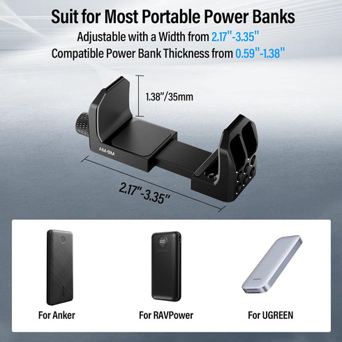 Sirui Universal Power Bank Holder, Aluminum Adjustable Power Bank Clamp Mount for Camera, AM-BM
