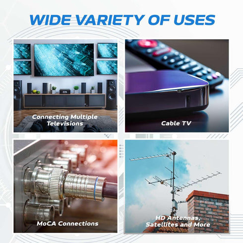 Cables Direct Online 4 Way Bi-Directional Indoor Outdoor Waterproof Coaxial Antenna Splitter for RG6 RG59 Coax Cable