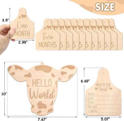 Huray Rayho Cow Baby Monthly Milestone Cards Western Wooden Cow Print Baby Milestone Signs, Baby Stuff, Newborn