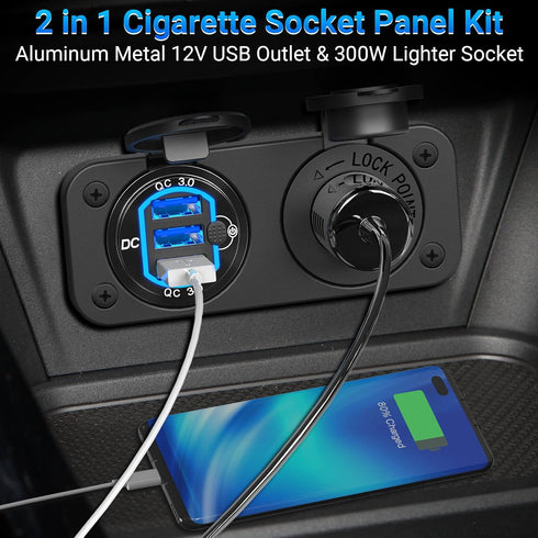 12 Volt USB Outlet Cigarette Lighter Socket: Ouffun 54W Multi QC3.0 Car USB Port with Power Switch for Car Boat RV
