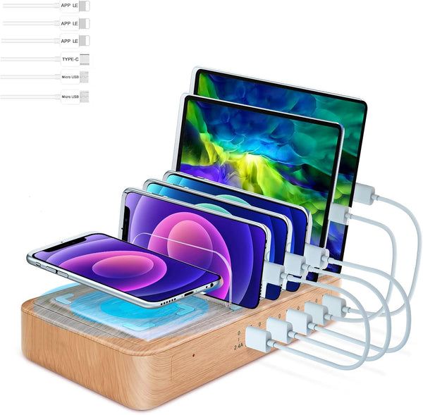 Fastest Charging Station for Multiple Devices, 5 USB Ports Chargers for Apple/AirPods/iPad/Samsung/Android/Tablet,