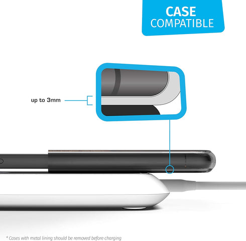 ZENS Wireless Single Qi Charging Pad with 10 Watt Power Output for Apple iPhone, Samsung Galaxy, and Qi-Enabled Devices