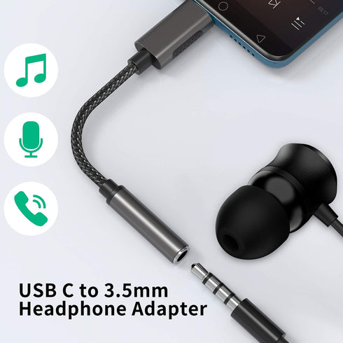 COOYA USB C to 3.5mm Audio Jack Adapter for Samsung S20 FE, S21, S22, OnePlus, iPad, Google Pixel