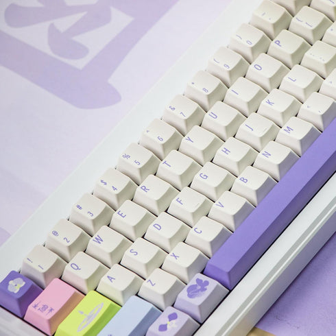Hyekit PBT Keycaps, Cherry Profile Custom Keycap Set, 144 Keys Orchid Plant Theme for Mechanical Keyboards