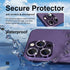 Bling Camera Lens Protector for iPhone 14 Pro/Pro Max - 9H Tempered Glass, Metal Ring, Purple Glitter, 3+1 Accessories.