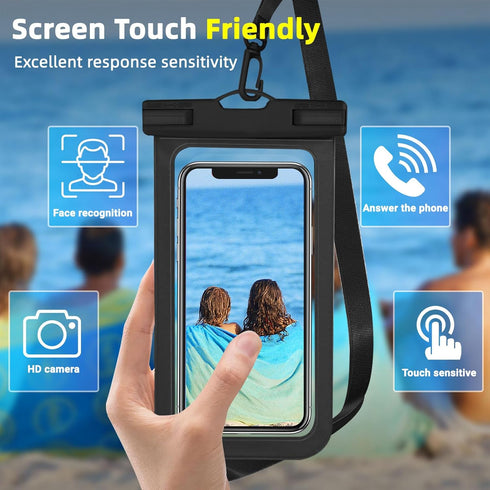 Waterproof Cell Phone Case, IPX8 Phone Pouch for iPhone 15 14 13 Pro Max Plus Galaxy S22 S23, 2 Pack (Black+Light Green)