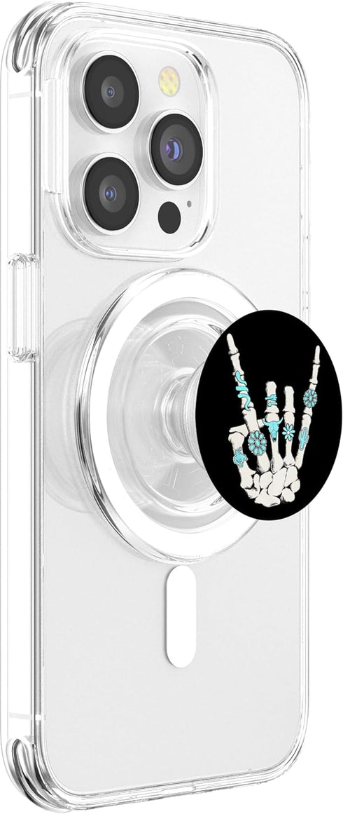 PopSockets PopGrip for MagSafe - Western Rock On Skeleton American Rodeo Cowboy Fun Gifts