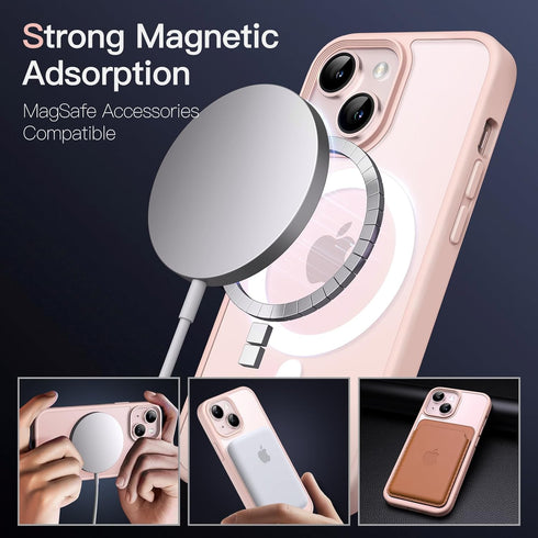 JETech iPhone 13 Mini Case, 5.4-Inch, Slim Shockproof, Translucent Matte Back, MagSafe Compatible (Chalk Pink)